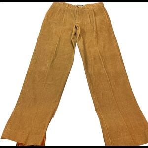 LL Bean corduroy Classic Fit BROWN Pleated brown Pants 502835 SIZE 34x34 Cotton